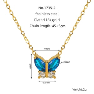 1 piece simple series simple bow knot titanium steel  gold plated zircon women pendant necklaces h5 Picture2